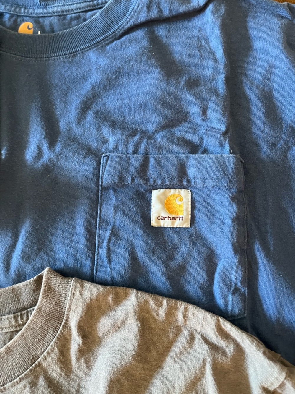 Carhartt Pocket Tee Set in Olive, Blue, Gray BUNDLE - Picture 3 of 6